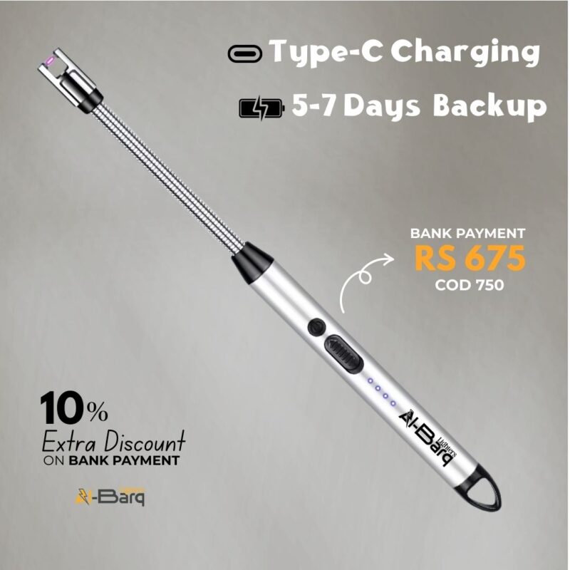 360° Electric Lighter for Kitchen daraz rechargeable lighter for kitchen at best price silver